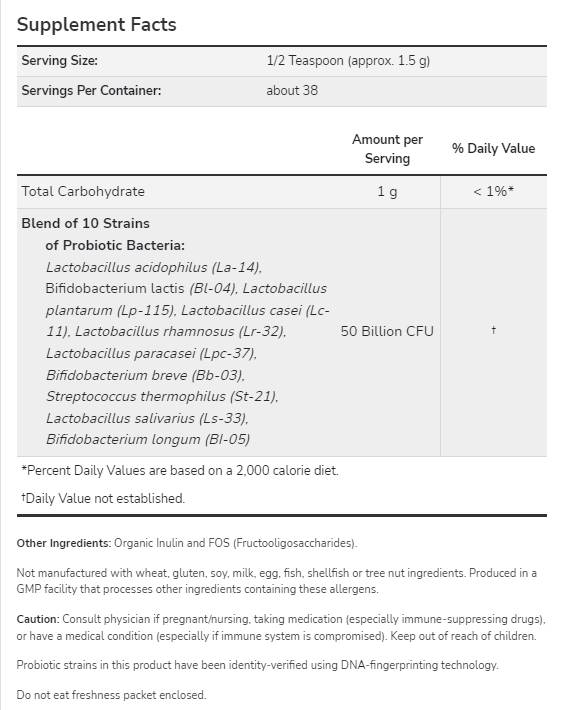 Probiotic -10 ™ 50 bilhões de pó - 57 gramas