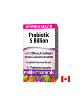 Probiotikum Women's Health/ Probiotikum pro ženy 5 kmenů, 5 miliard aktivních probiotik + Brusinka x 45 kapslí <tc>Webber Naturals</tc>