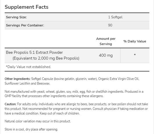 Propolis 2000 5:1 Extract - 90 Gel capsules