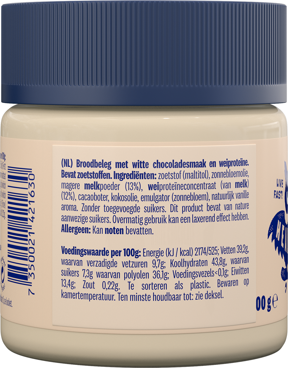 „Proteinella“ baltasis šokoladas 400 g - skystas baltasis šokoladas be pridėto cukraus ir be palmių aliejaus