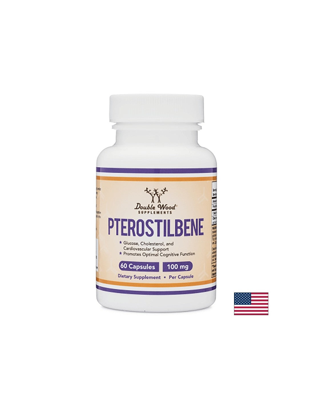 Pterostilbene/ Pterostilbene, 100 mg, 60 capsules Double Wood