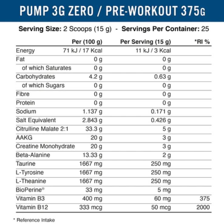 Pomp 3G stimvrij | Next Generation Pre -Workout - 375 gram