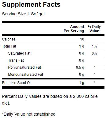 Pumpkin Seed Oil 1000 mg - 100 gel capsules