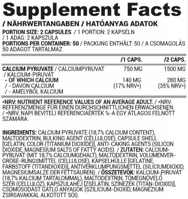 Pyruvate Caps | Calcium Pyruvate 100 capsules