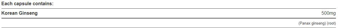 Korėjos ženšenis 500 mg 100 kapsulių