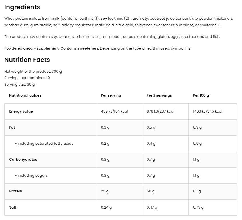 Whey Protein Isolate - 300 grams