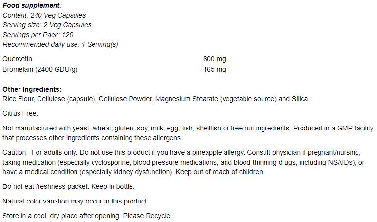 Quercetin met bromelain - 60 capsules