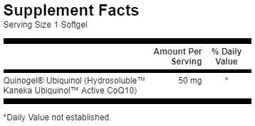 Quinogel (Hydrosoluble Ubiquinol CoQ10) 50 mg 30 gel capsules