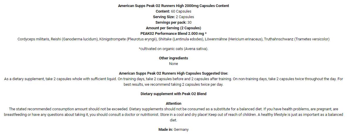 Peak O2 | The Runners High - 60 capsules