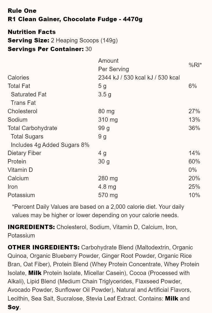 R1 Clean Gainer - 4470 grams