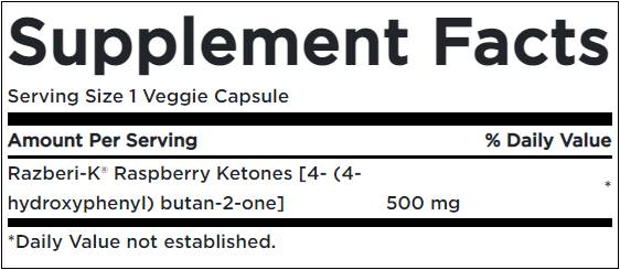 Razberi -k 500 mg/resistencia máxima cetonas de frambuesa - 60 cápsulas