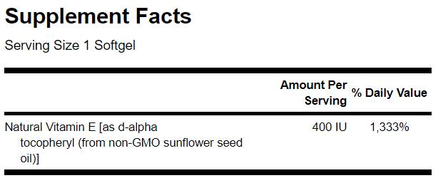 Real Food E from Non-GMO Sunflower Oil 60 Gel capsules