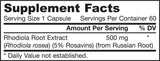 Rhodiola rosea 500 mg 60 cápsulas