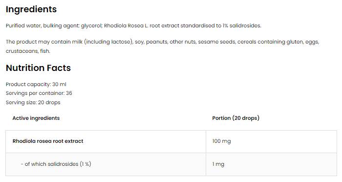 Rhodiola Rosea druppels | Rhodiola wortel extract 30 ml