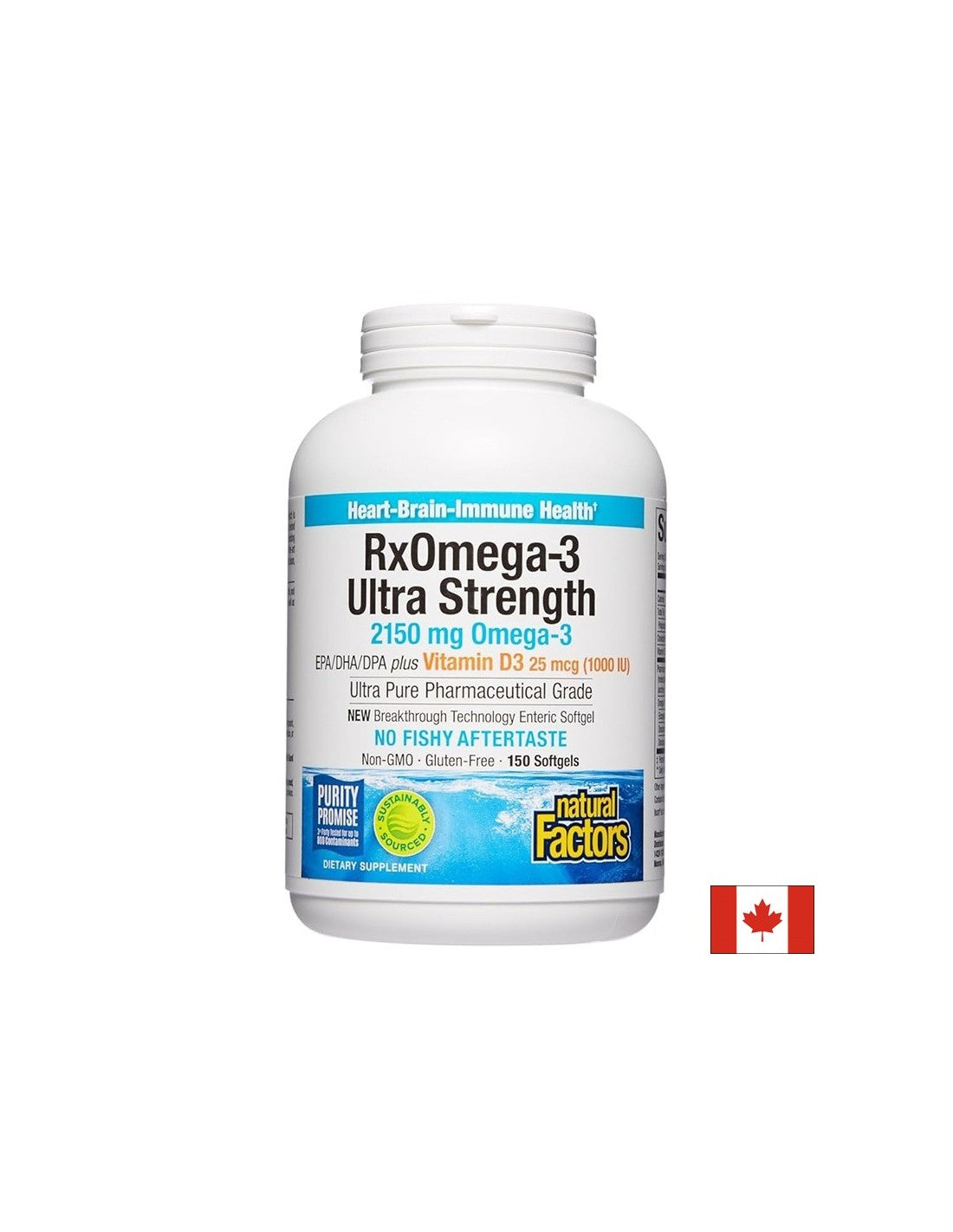 Rx Omega-3 Ultra Strength 2150 mg + Vitamin D3 1000 IU, 150 Softgel Capsules