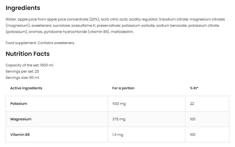 Magnesium Shot / With Potassium + B6 - 20 x 80 ml