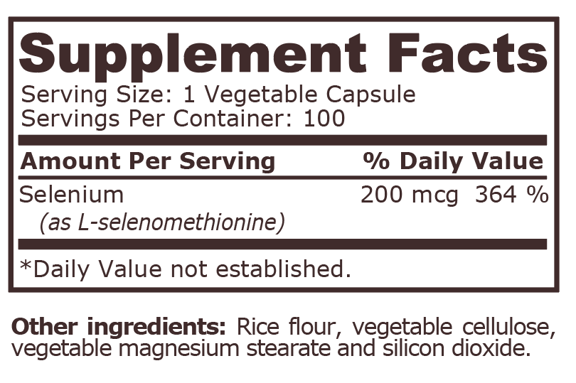 <tc>Pure Nutrition</tc> - SELENIO 200 mcg - 100 Cápsulas Vegetales