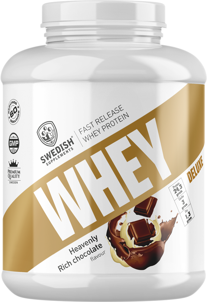 Suplementos suecos Whey Protein Deluxe [1800 gramas, 54 doses]