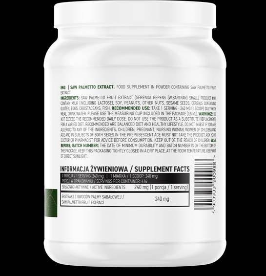 Saw palmetto extracto en polvo de 100 gramos
