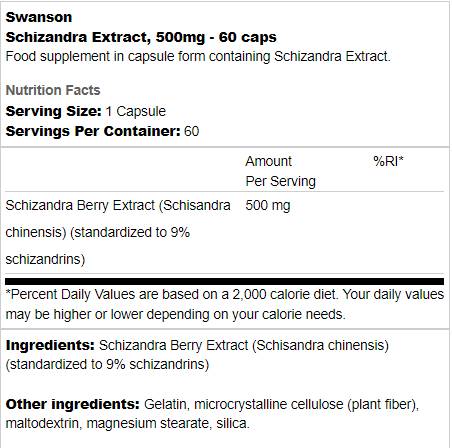 Ekstrakt schizandra 500 mg 60 kapsułek