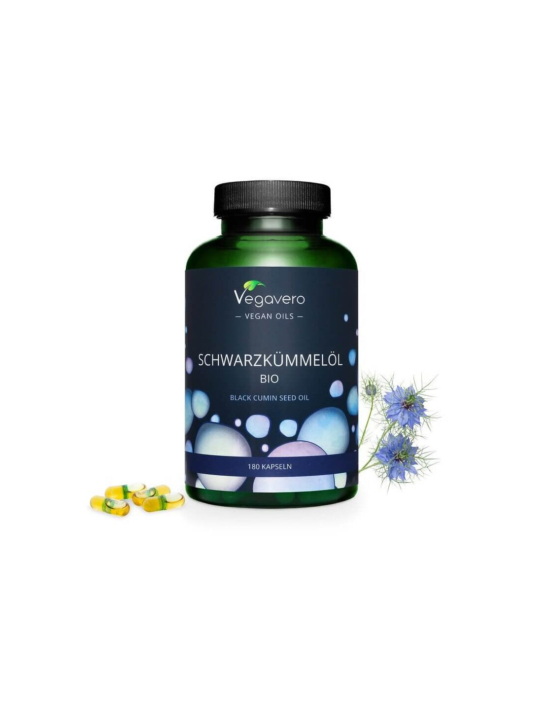 Schwarzkümmelöl Bio/ Zwarte komijn (biologische zaadolie), 180 capsules, 100% veganistisch <tc>Vegavero</tc>