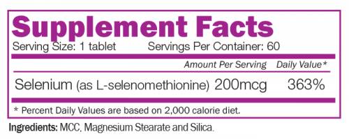 Selenium 200 mcg - 60 Tablets