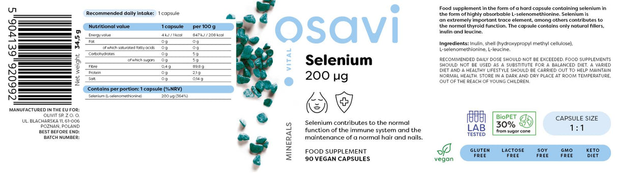 Selen 200 mcg - 90 kapsułek