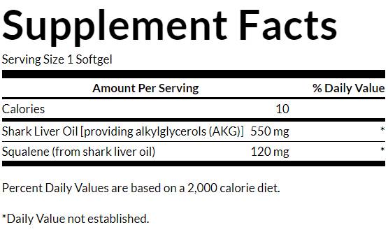 Shark Liver Oil 550 mg 60 Gel capsules