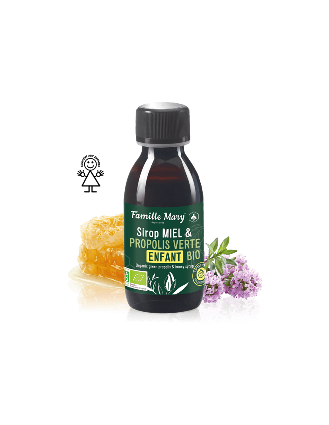 Sirop Miel & Propolis Verte Enfant Bio / Syrup for children with honey and green propolis (organic), 125 ml Famille Mary