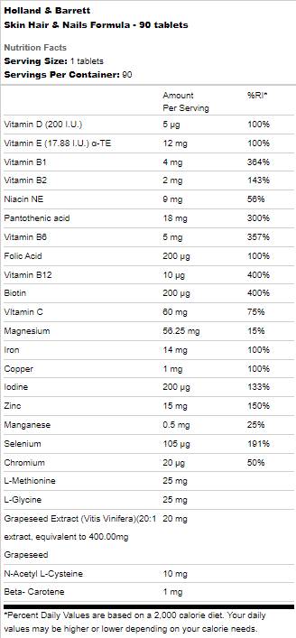Huid - haar - nagels formule 90 tabletten