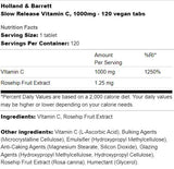 Slow Release Vitamin C 1000 mg - 120 Tablets