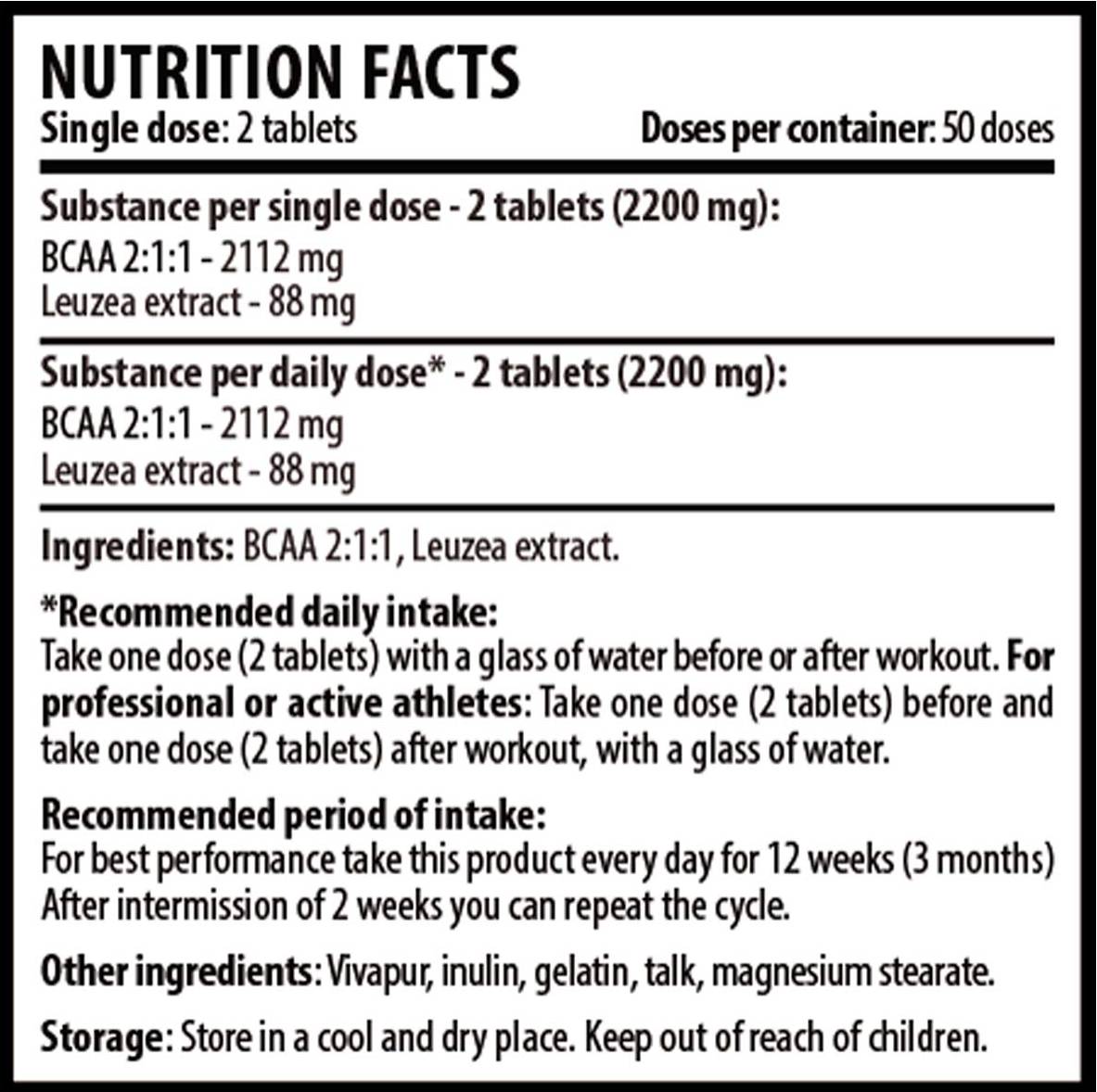 Spartan Force BCAA Leuzea 100 Tablets