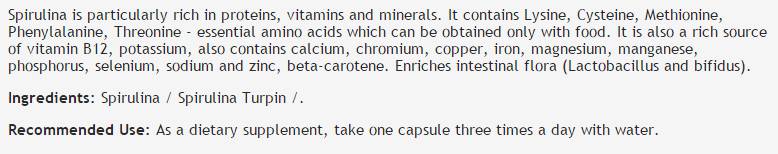 Spirulina 430 mg - 100 capsules