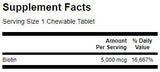 Sublingual Biotin 5000 MCG 60 Chewing Tablets