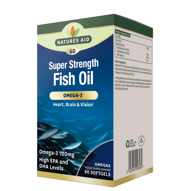 Concentrated fish oil (Super Strength Fish Oil) 1200mg 60 soft capsules NaturesAid