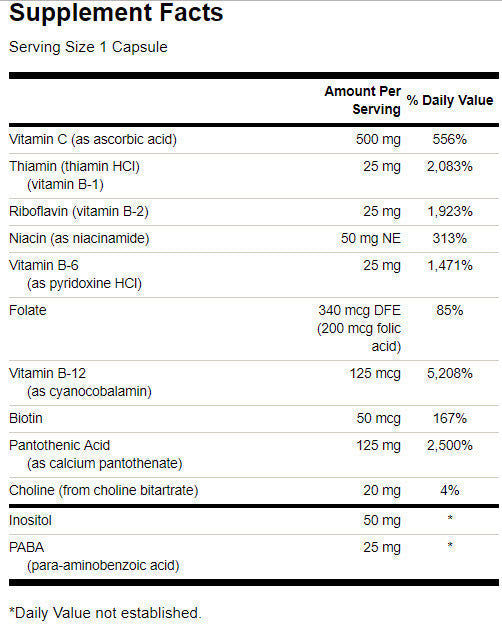 Super napětí vitamin B -komplex s vitamínem C - 100 tobolek