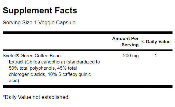 Svetol Green Coffee Bean Extract 200 mg - 60 capsules