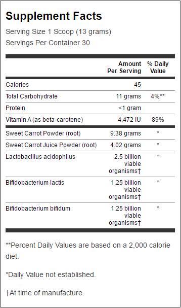 Sweet Carrotege Jus Pudder mat Probiotik 402 Gramm