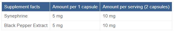 Synefrine 10 mg | con Piperine - 60 cápsulas