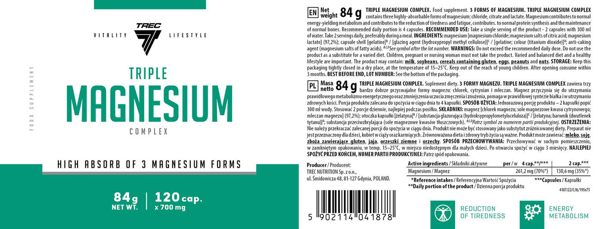 Triple Magnesium Complex - 120 capsules