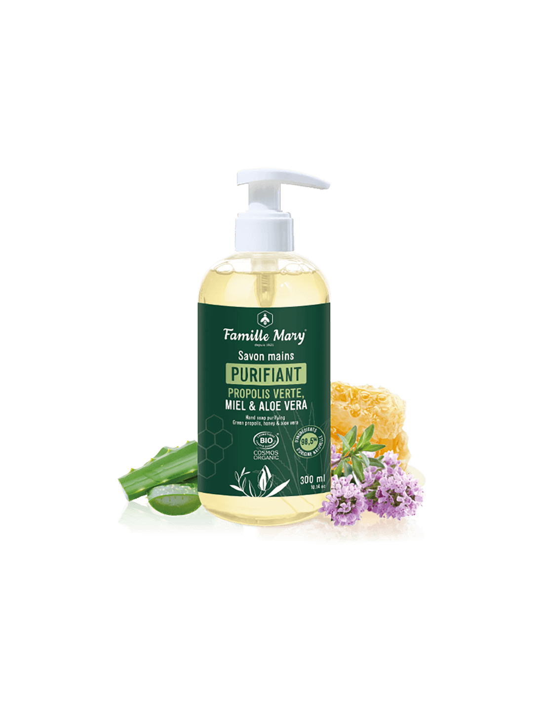Kapalné mýdlo s rukou se zelenými propolis, med a aloe vera, 300 ml