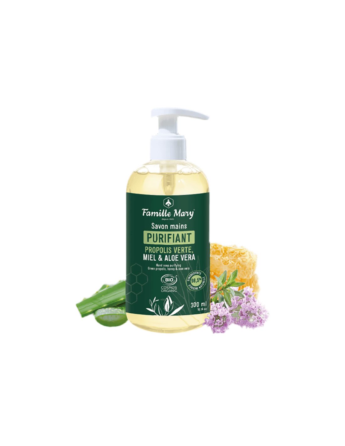 Kapalné mýdlo s rukou se zelenými propolis, med a aloe vera, 300 ml