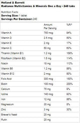 Radiance Multivitamins & Iron | Un par jour - 240 comprimés