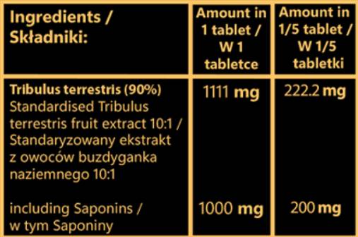 Tribulus 1000 mg | Fruit Extract with 90% Saponins - 100 Tablets