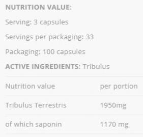 Tribulus 650 mg - 100 cápsulas