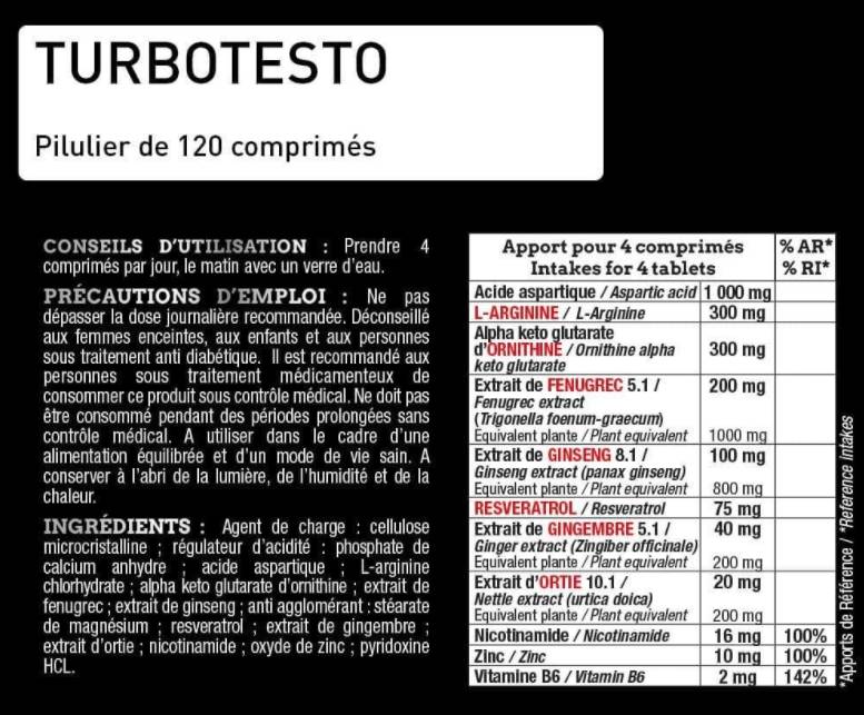 Turbo Testo | Pro Serie Performance Booster - 120 Pëllen