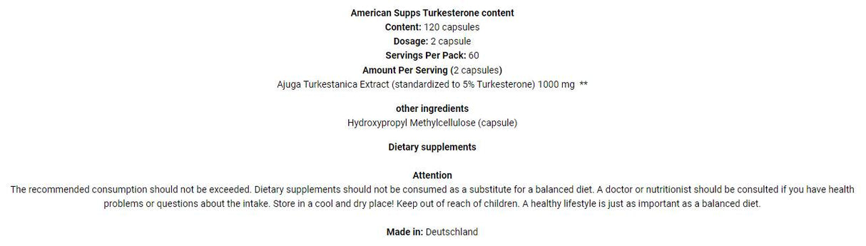 Turkesterone 10% 1000 mg - 120 capsules