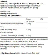 Turmeric, Ashwagandha and Ginseng Complex 60 capsules