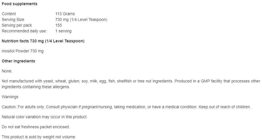 Inositol v prahu - 226 gramov