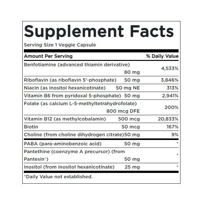 Aktivéiert B -Complex héich Potenz an der Biavailabilitéit 430 mg - 60 Kapselen